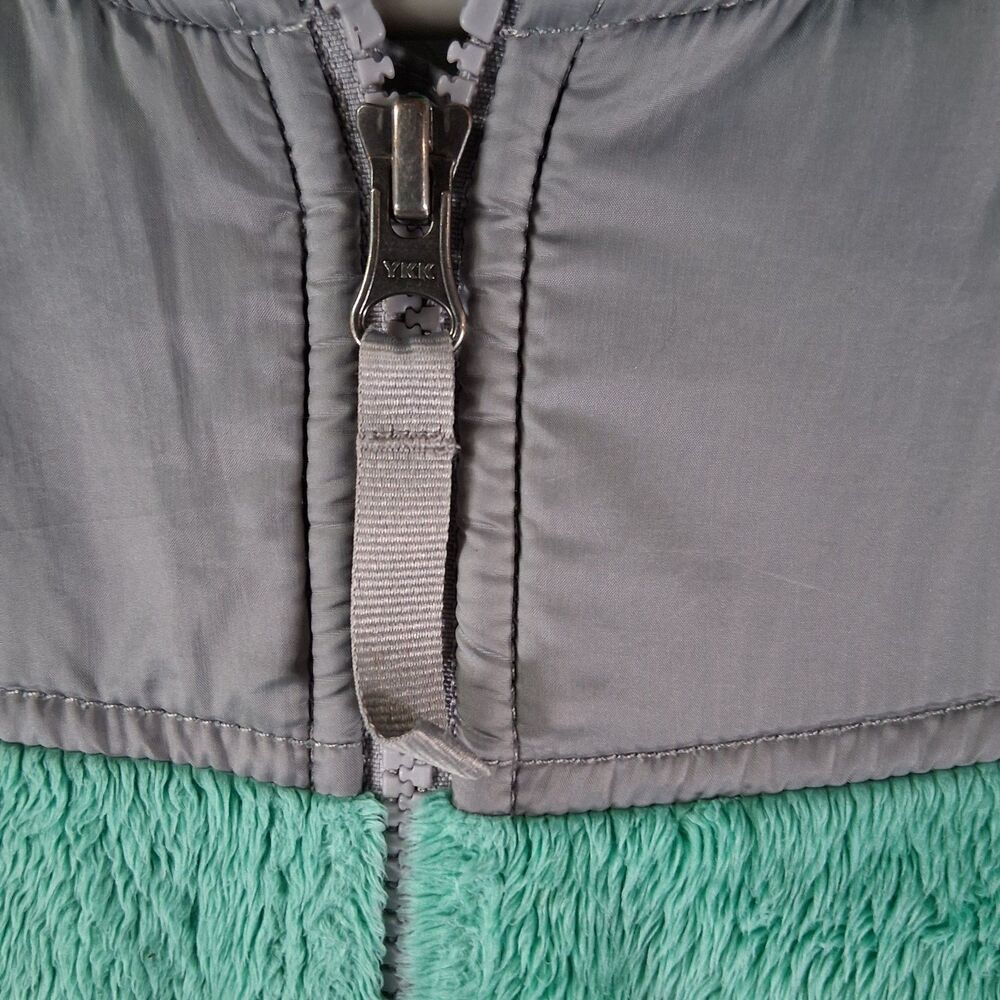The North Face Girls Osito Hoodie Full Zip Fleece Jacket Teal Green Grey XL 18 - Picture 5 of 10